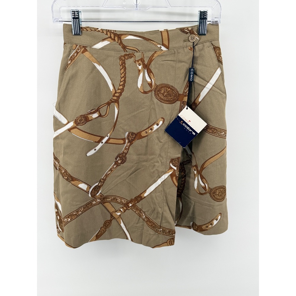 Vintage Como Sport By Cobra Golf Equestrian Pattern Silk Blend Skort Sz 6